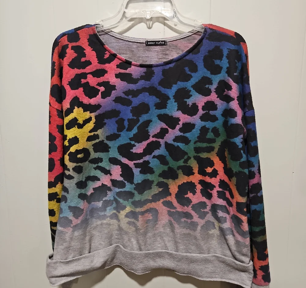 Sweet Claire Multicolor Leopard Print Sweatshirt - Picture 1 of 4